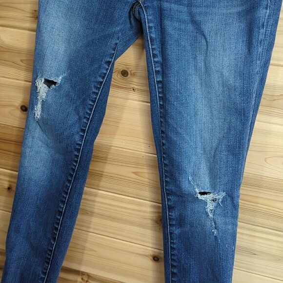 Madewell Womens Jeans 26 Blue Skinny Skinny Distressed Jeans 27" Inseam Lowrise - Picture 2 of 10